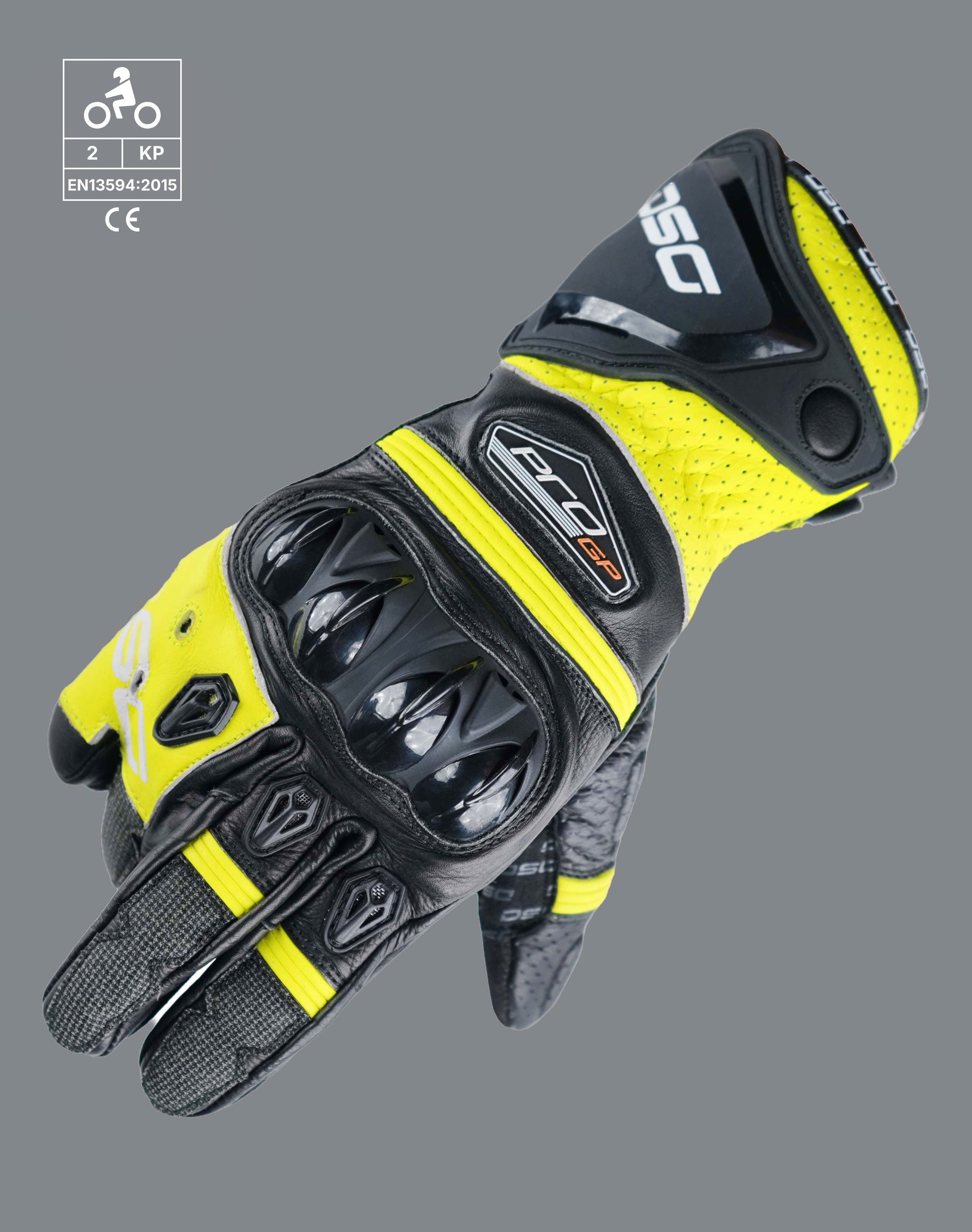 DSG Pro Gp Riding Gloves Black Yellow Fluo