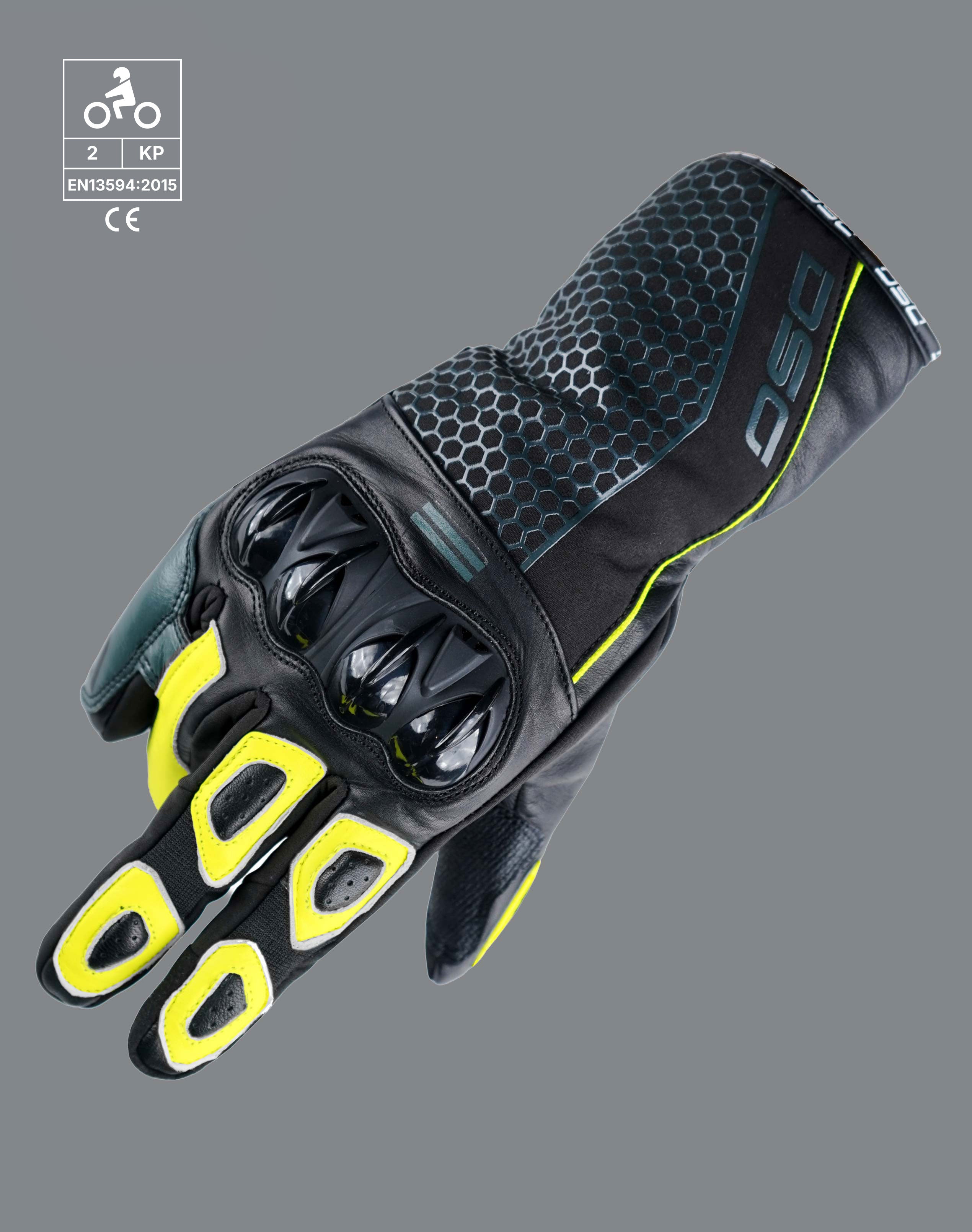 DSG Hydro V2 Riding Gloves Black Yellow Fluo