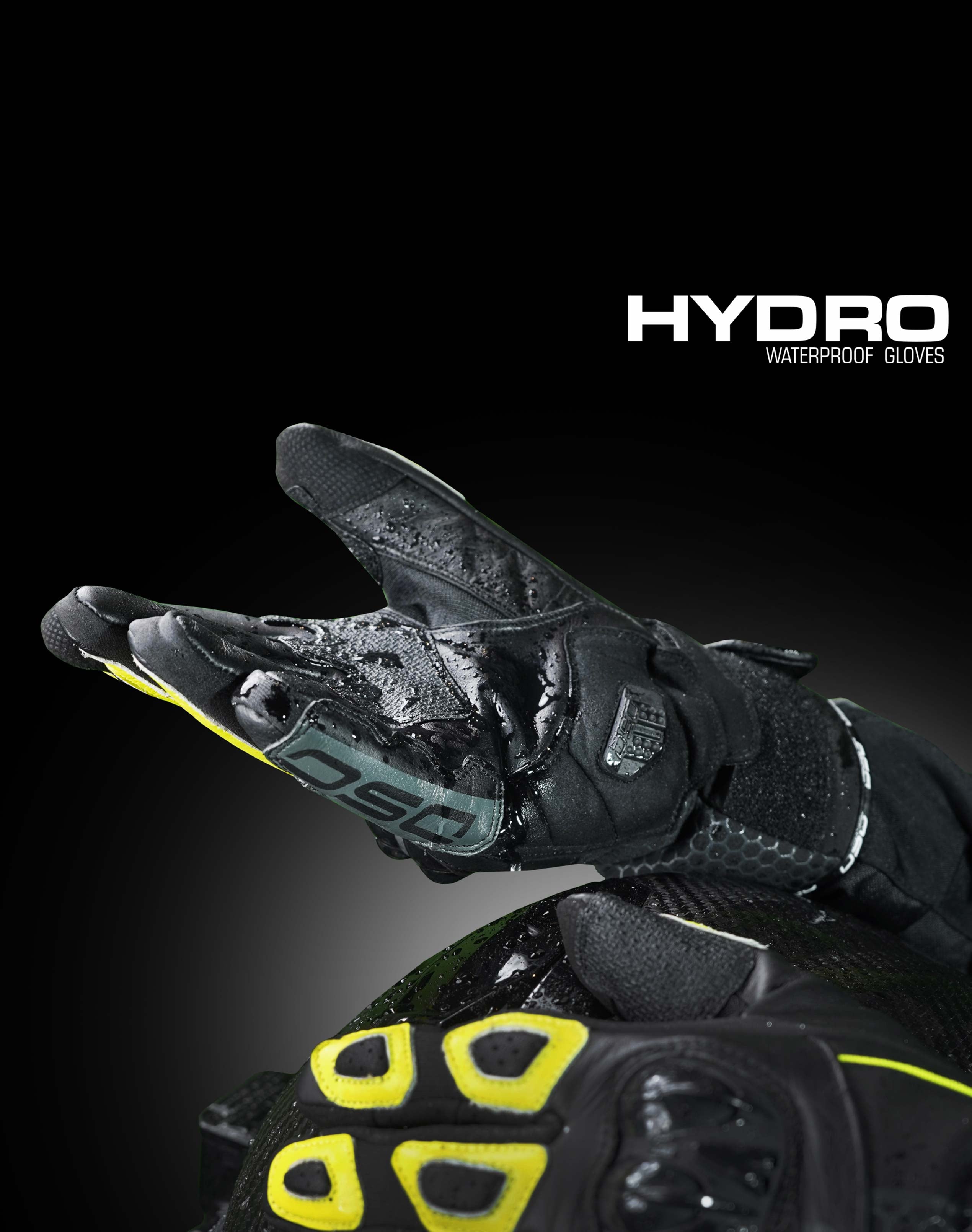 DSG Hydro V2 Riding Gloves Black Yellow Fluo