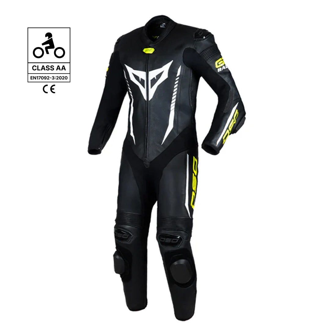 DSG GP Racing Leather Suit : Black Yellow Fluo