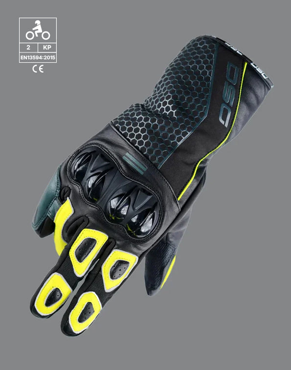 DSG Hydro V2 Riding Gloves Black Yellow Fluo