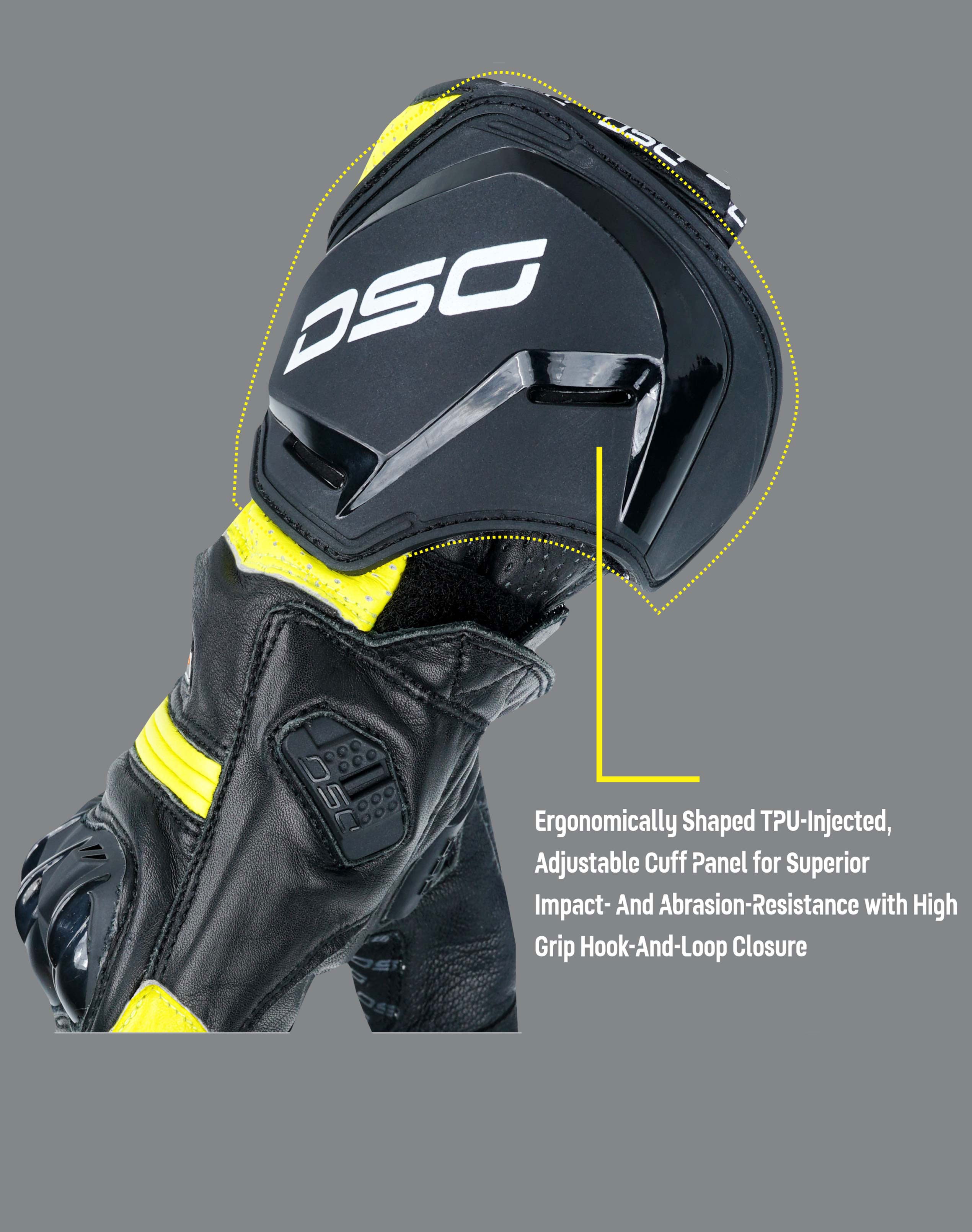DSG Pro Gp Riding Gloves Black Yellow Fluo