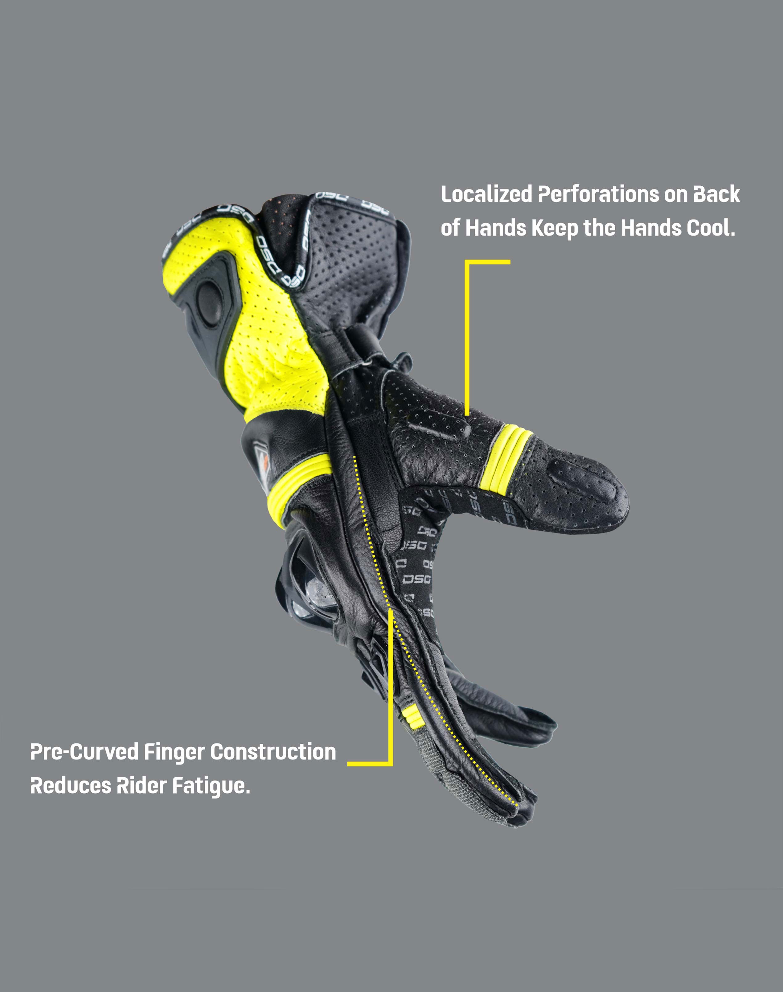 DSG Pro Gp Riding Gloves Black Yellow Fluo