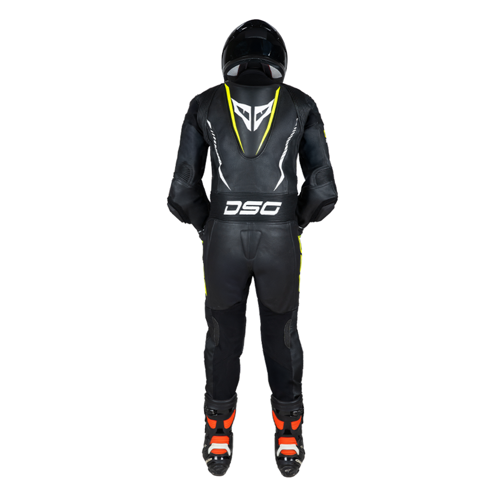 DSG GP Racing Leather Suit : Black Yellow Fluo planetdsg.com