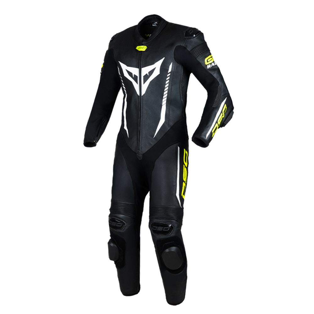 DSG GP Racing Leather Suit : Black Yellow Fluo planetdsg.com