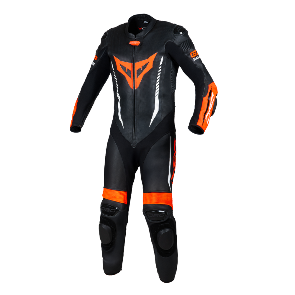 DSG GP Racing Leather Suit : Black Red Fluo planetdsg.com