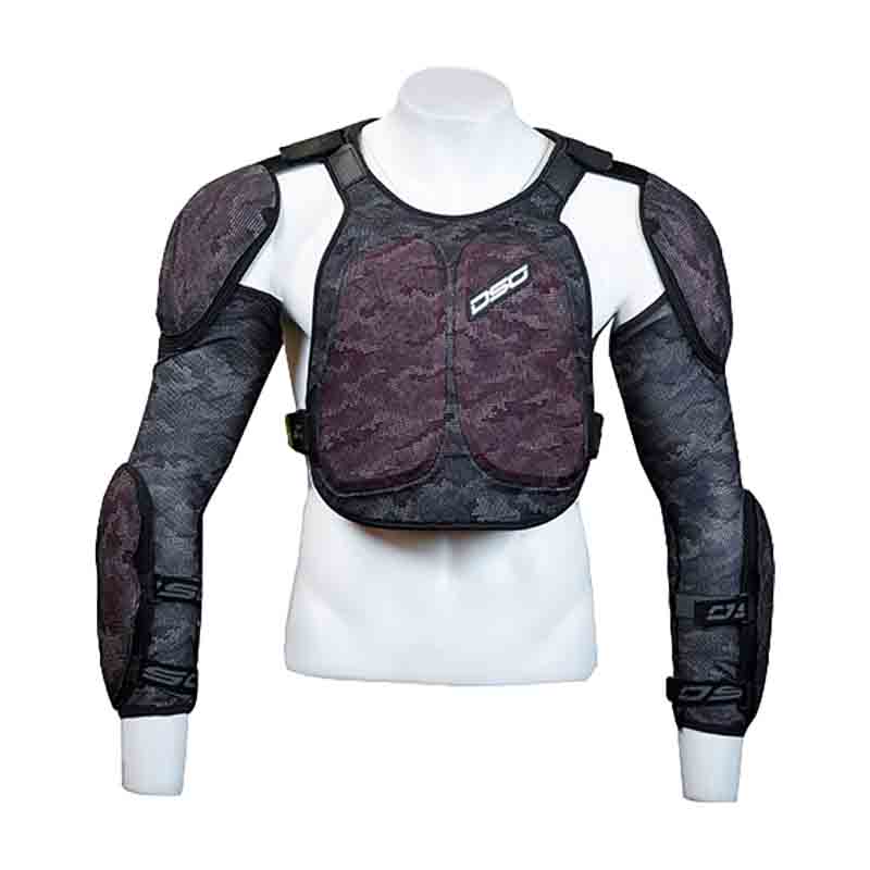 DSG Bionic ADV Jacket front panel showing CE Level 2 chest protector on mannequin