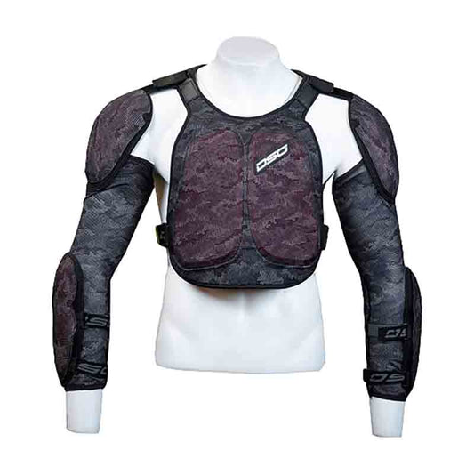 DSG Bionic ADV Jacket front panel showing CE Level 2 chest protector on mannequin