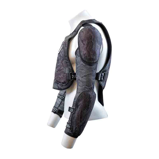 Side profile of DSG Bionic ADV Jacket showing shoulder and back protector shape