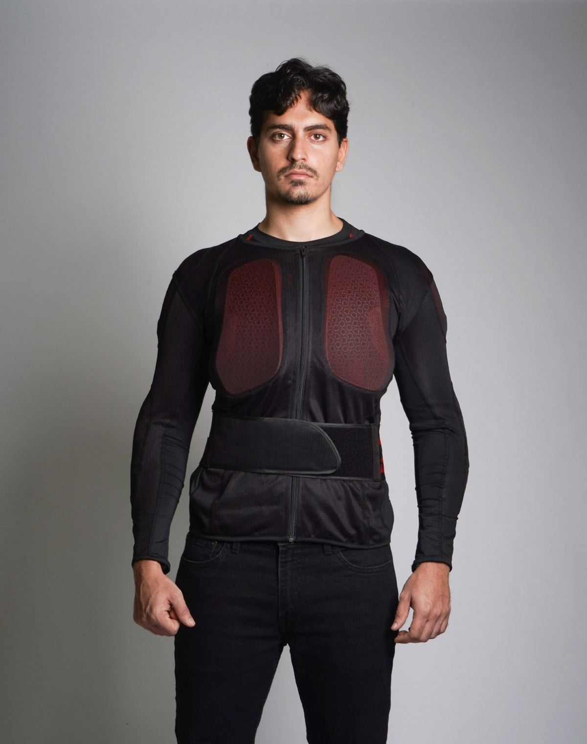 Rider in DSG Bionic Plus Armour demonstrating secure, snug-fit design