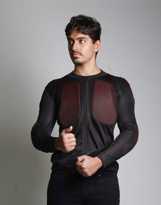 Three-quarter front angle of rider wearing DSG Bionic Plus Armour